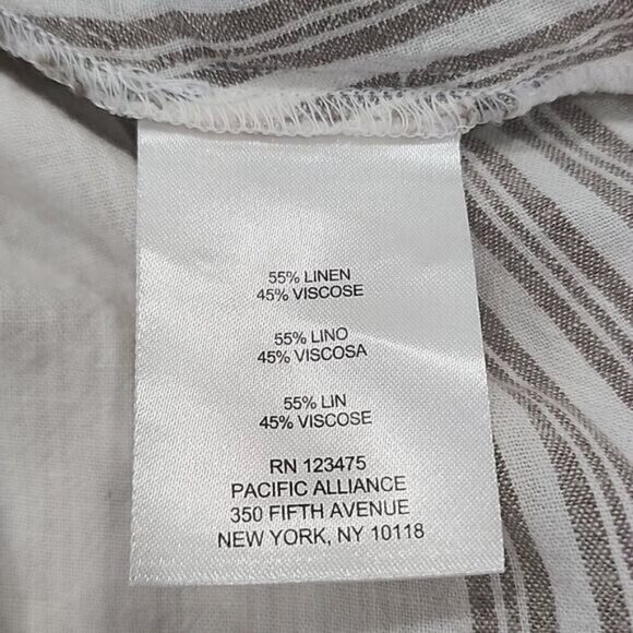 Jones New York Linen Blend Tunic Top Long Sleeve Ivory Stripe Women's Medium - Picture 6 of 6